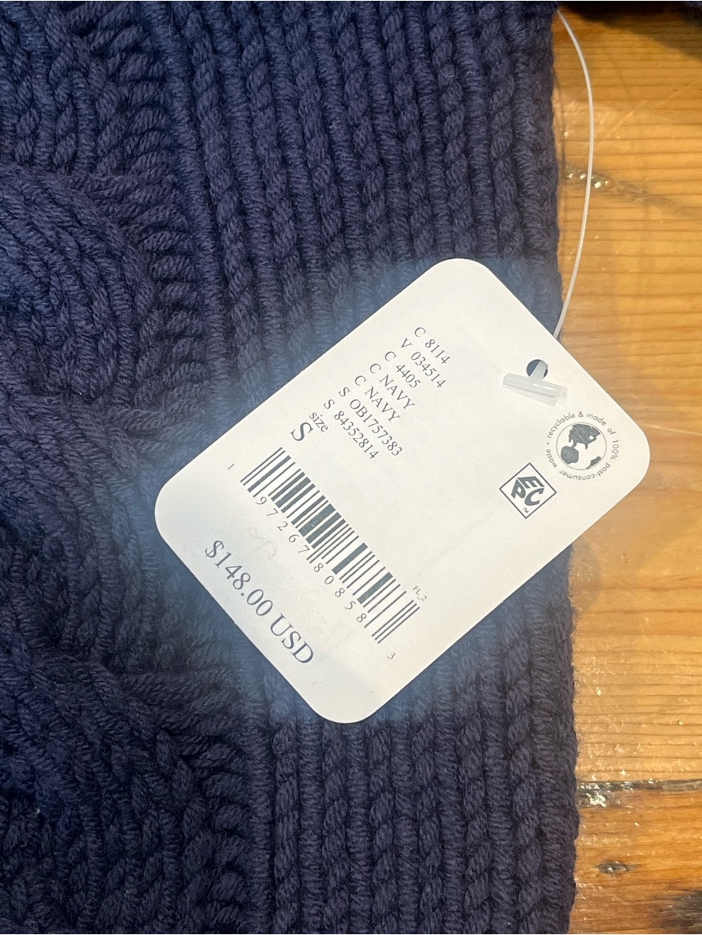 Free People Navy Pointelle and Cable Knit Sweater with Blouson Sleeves - Picture 13 of 13
